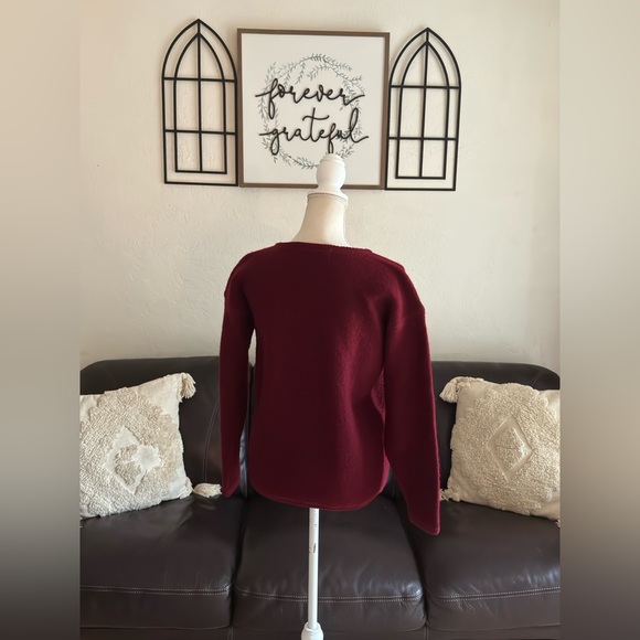 Vintage Crystal Kobe Burgundy Red Full Zip Sweater Size S Retro 100% Wool Winter - Picture 9 of 14